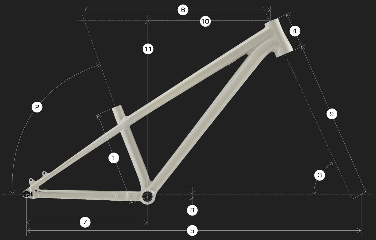 Рама Commencal Absolut Pure White - геометрия
