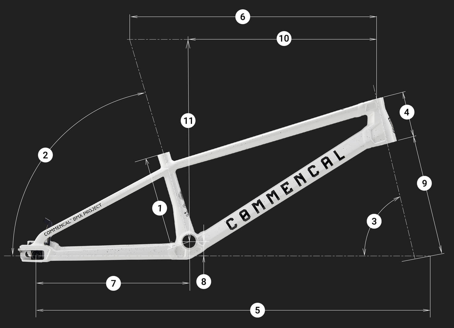 Рама Commencal BMX v1 Pure White - геометрия