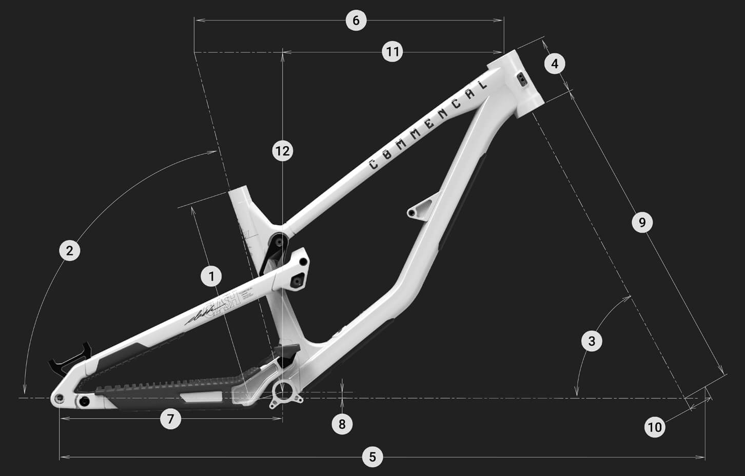 Commencal Clash v3 RockShox Pure White - геометрия